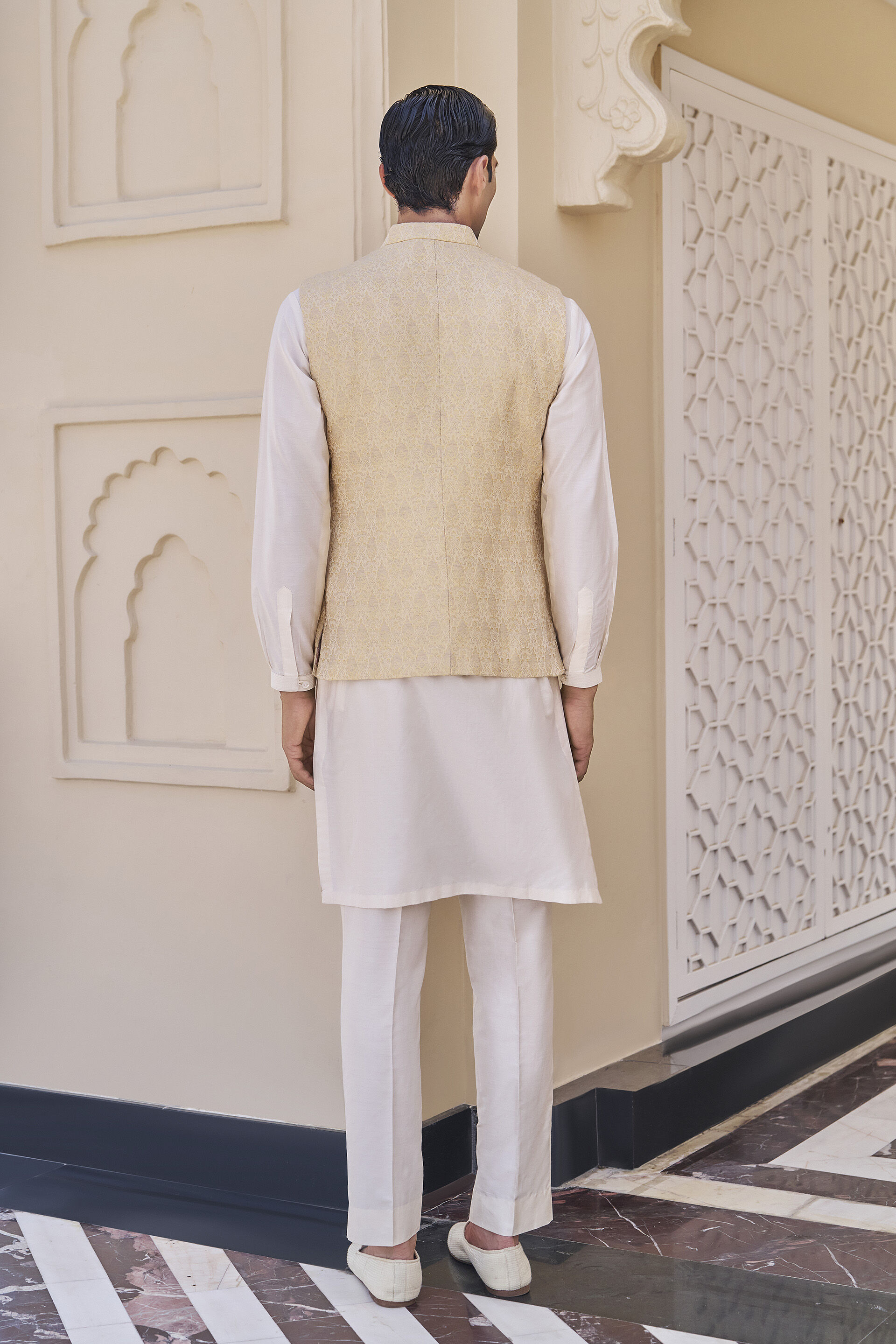 Sumik Gold Benarasi Nehru Jacket